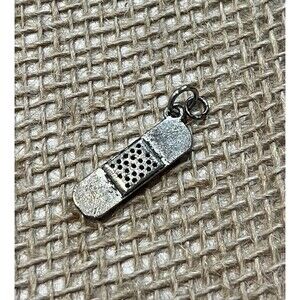 Vintage Silver Tone Bandage Medical Charm Pendant 5/8" Signed